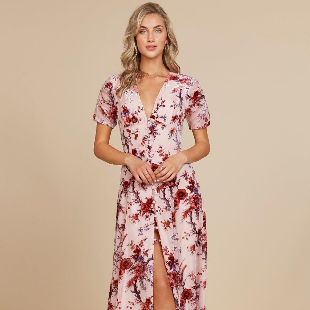 Floral Button-Up Maxi Gown